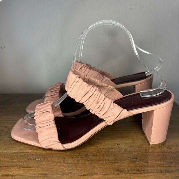 Staud Dark Blush Frankie Ruched Heels/ Mule - Picture 6 of 13